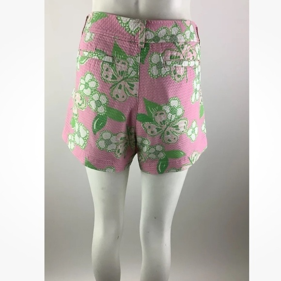 Lilly Pulitzer Sz 10 Callahan Butterfly Print Shorts Pink Green 100% Cotton - Picture 3 of 6